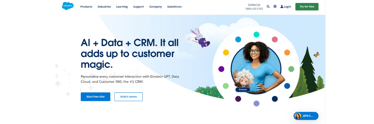 Homepage of salesforce.com
