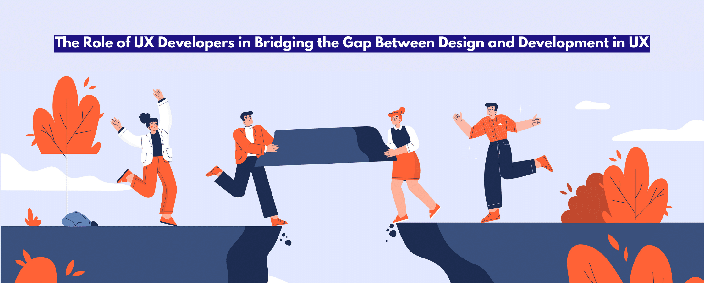 Bridging the gap with text 'The Role of UX Developers in Bridging the Gap Between Design and Development in UX'